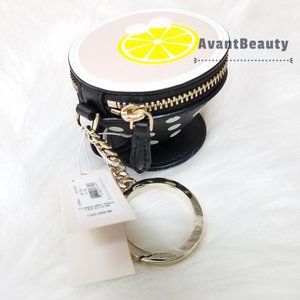 Kate Spade New York Key Fob Lemon Polka Dot Alice in Wonderland Black White